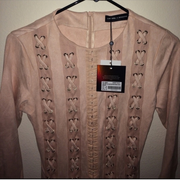 Missguided Carli Bybel Faux Suede Bodycon Dress - Picture 2 of 4